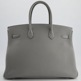 Hermès Bicolour Birkin 35cm Bag in Gris Mouette & Bleu Agathe Togo Leather with Palladium Hardware