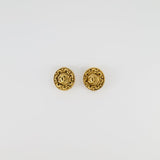 Chanel Vintage Yellow Gold Round Abstract CC Logo Clip On Earrings