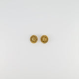 Chanel Vintage Yellow Gold Round Abstract CC Logo Clip On Earrings