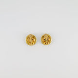 Chanel Vintage Yellow Gold Round Abstract CC Logo Clip On Earrings