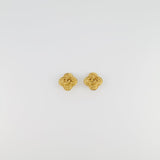 Chanel Vintage Yellow Gold Flower with CC and Chanel Logo Detail Clip-On Earrings