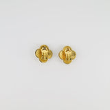 Chanel Vintage Yellow Gold Flower with CC and Chanel Logo Detail Clip-On Earrings