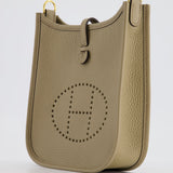 Hermès Mini Evelyne Bag in Beige Marfa Clemence Leather with Gold Hardware