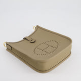 Hermès Mini Evelyne Bag in Beige Marfa Clemence Leather with Gold Hardware