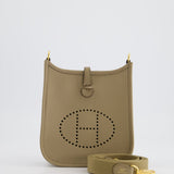 Hermès Mini Evelyne Bag in Beige Marfa Clemence Leather with Gold Hardware