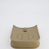 Hermès Mini Evelyne Bag in Beige Marfa Clemence Leather with Gold Hardware