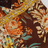 Dolce & Gabbana Brown, Orange Yellow Floral  Printed Midi Dress with Embellished Waistline Detail Size IT 44 (UK 12)