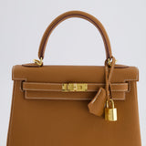 Hermès Kelly Bag 25cm Retourne in Gold Togo Leather with Gold Hardware