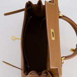 Hermès Kelly Bag 25cm Retourne in Gold Togo Leather with Gold Hardware