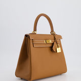 Hermès Kelly Bag 25cm Retourne in Gold Togo Leather with Gold Hardware