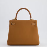 Hermès Kelly Bag 25cm Retourne in Gold Togo Leather with Gold Hardware