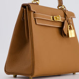 Hermès Kelly Bag 25cm Retourne in Gold Togo Leather with Gold Hardware