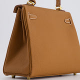 Hermès Kelly Bag 25cm Retourne in Gold Togo Leather with Gold Hardware