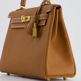 Hermès Kelly Bag 25cm Retourne in Gold Togo Leather with Gold Hardware