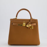 Hermès Kelly Bag 25cm Retourne in Gold Togo Leather with Gold Hardware