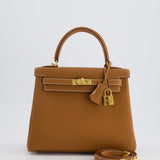 Hermès Kelly Bag 25cm Retourne in Gold Togo Leather with Gold Hardware