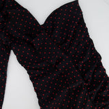 Veronica Beard Black and Red Polka Dot Silk Midi Dress with One Sleeve Size 2 (UK 6)