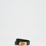 Hermès Kelly Double Tour Bracelet in Black with Rose Gold Hardware Size S