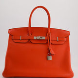 Hermès Birkin 35cm in Geranium Togo Leather with Palladium Hardware