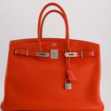 Hermès Birkin 35cm in Geranium Togo Leather with Palladium Hardware