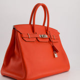 Hermès Birkin 35cm in Geranium Togo Leather with Palladium Hardware