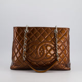 Chanel Bronze GST Grand Shopper Tote Bag in Patent Leather with Silver Hardware