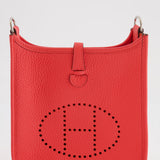 Hermès Mini Evelyne Bag in Rose Texas Clemence Leather with Palladium Hardware