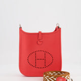 Hermès Mini Evelyne Bag in Rose Texas Clemence Leather with Palladium Hardware