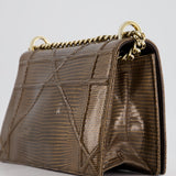 Christian Dior Brown Medium Diorama Bag in Lizard Leather with Champagne Gold Hardware