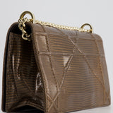 Christian Dior Brown Medium Diorama Bag in Lizard Leather with Champagne Gold Hardware