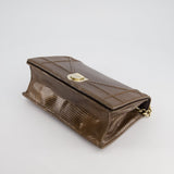 Christian Dior Brown Medium Diorama Bag in Lizard Leather with Champagne Gold Hardware