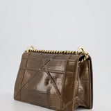 Christian Dior Brown Medium Diorama Bag in Lizard Leather with Champagne Gold Hardware