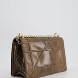 Christian Dior Brown Medium Diorama Bag in Lizard Leather with Champagne Gold Hardware