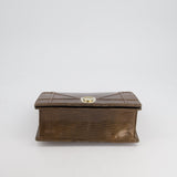 Christian Dior Brown Medium Diorama Bag in Lizard Leather with Champagne Gold Hardware