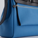 Hermès Herbag 31 Bag in Blue Jean Canvas and Noir Vache Hunter Leather with Palladium Hardware