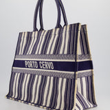 Christian Dior Navy & White La Canvas Porto Cervo Edition Book Tote