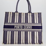 Christian Dior Navy & White La Canvas Porto Cervo Edition Book Tote