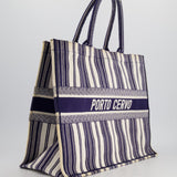 Christian Dior Navy & White La Canvas Porto Cervo Edition Book Tote