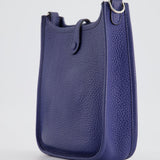 Hermès Mini Evelyne Bag in Bleu de Prusse Clemence Leather with Palladium Hardware