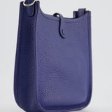 Hermès Mini Evelyne Bag in Bleu de Prusse Clemence Leather with Palladium Hardware