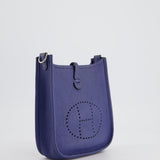 Hermès Mini Evelyne Bag in Bleu de Prusse Clemence Leather with Palladium Hardware