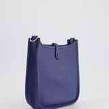 Hermès Mini Evelyne Bag in Bleu de Prusse Clemence Leather with Palladium Hardware