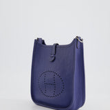 Hermès Mini Evelyne Bag in Bleu de Prusse Clemence Leather with Palladium Hardware