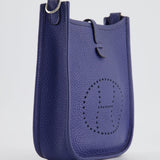 Hermès Mini Evelyne Bag in Bleu de Prusse Clemence Leather with Palladium Hardware