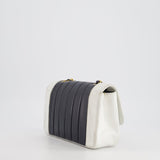 Chanel Black, White Vintage Mademoiselle Single Flap Bag in Lambskin Leather with 24K Gold Plated Hardware