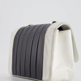 Chanel Black, White Vintage Mademoiselle Single Flap Bag in Lambskin Leather with 24K Gold Plated Hardware