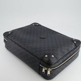 Gucci GG Black and Grey Briefcase with Back Strap Bag in Leather with Silver Hardware