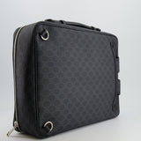 Gucci GG Black and Grey Briefcase with Back Strap Bag in Leather with Silver Hardware