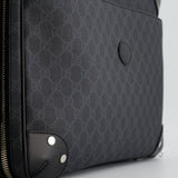 Gucci GG Black and Grey Briefcase with Back Strap Bag in Leather with Silver Hardware