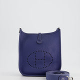 Hermès Mini Evelyne Bag in Bleu de Prusse Clemence Leather with Palladium Hardware